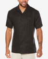Cubavera Men's Big & Tall Short-sleeve 4-pocket 100% Linen Guayabera Shirt In Black