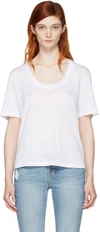 FRAME White Linen U-Neck T-Shirt