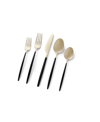 CAMBRIDGE SILVERSMITHS GAZE TWO TONE BLACK-GOLD SATIN 20 PIECE FLATWARE SET, SERVICE FOR 4