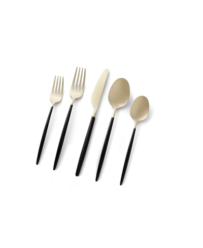 Cambridge Silversmiths Gaze Two Tone Black-gold Satin 20 Piece Flatware Set, Service For 4 In Black And Champagne Gold