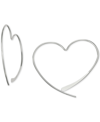 Giani Bernini Wire Heart Threader Earrings In Sterling Silver, Created For Macy's In Silver