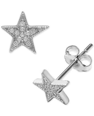 Giani Bernini Cubic Zirconia Star Stud Earrings In Sterling Silver, Created For Macy's