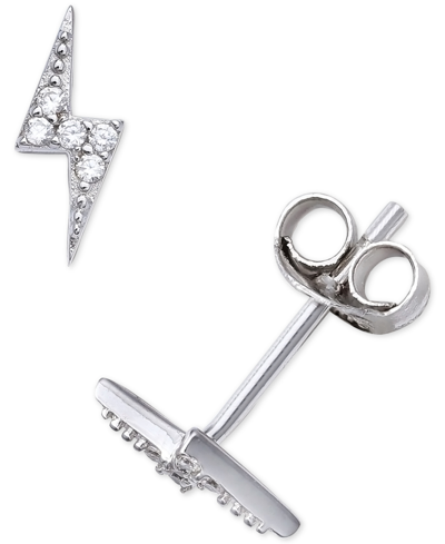 Giani Bernini Cubic Zirconia Lightning Bolt Stud Earrings In Sterling Silver, Created For Macy's