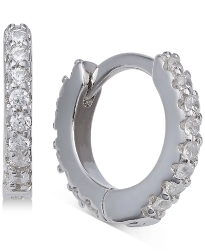 Giani Bernini Extra-small Cubic Zirconia Huggie Hoop Earrings In Sterling Silver, 0.4", Created For Macy's