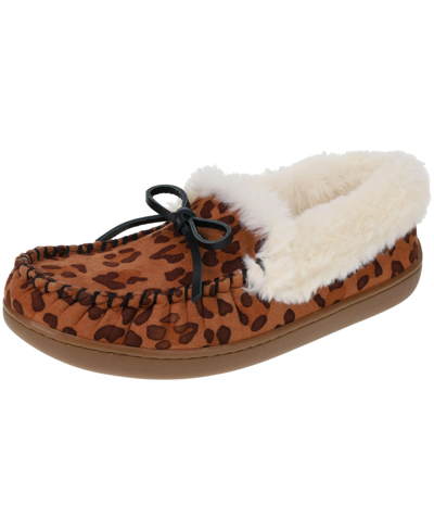 Izod Women's Moccasin Slippers In Cheetah