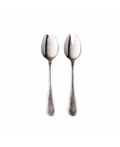 Mepra Salad Servers Fork And Spoon Flatware Set, Set Of 2 In Silver-tone