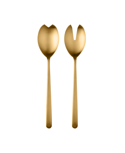 Mepra Linea 2-piece Fork & Spoon Salad Servers Set In Gold-tone