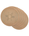Design Imports Design Import Floral Woven Round Placemat, Set Of 6 In Tan/beige