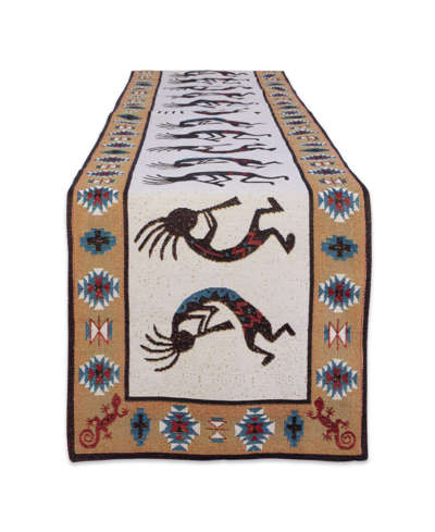 Design Imports Kokopelli Tapestry Table Runner 13" X 72" In Multicolor