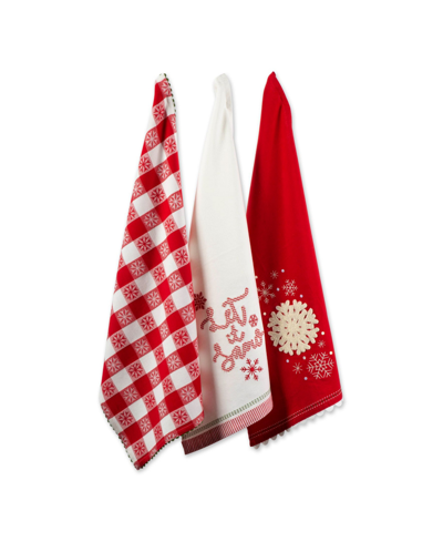 Design Imports Santa Chef Clause Kitchen, Let It Snow Dishtowel, Set Of 3 In Multicolor