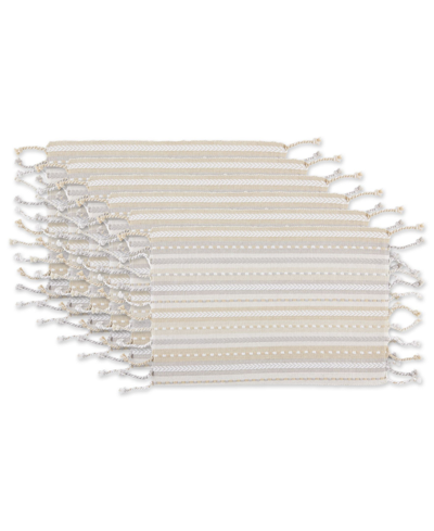 Design Imports Design Import Stripe With Fringe Placemat, Set Of 6 In Natural