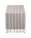 Design Imports Stripe With Fringe Table Runner In Tan/beige