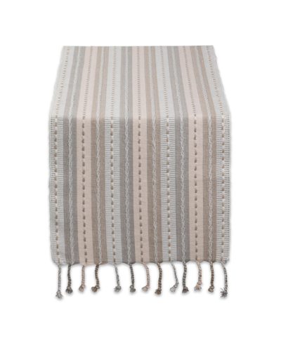 Design Imports Stripe With Fringe Table Runner In Natural