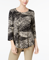 JM COLLECTION 3/4-SLEEVE PRINTED TUNIC TOP, CREATED FOR MACY'S