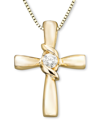 SIRENA DIAMOND CROSS PENDANT IN 14K YELLOW OR WHITE GOLD (1/10 CT. T.W.)