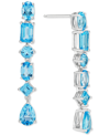Macy's Swiss Blue Topaz Drop Earrings (6-1/5 Ct. T.w.) In Sterling Silver (also In Citrine) In Blue