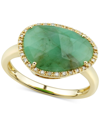 Macy's Emerald (4 Ct. T.w.) & Diamond (1/10 Ct. T.w.) Statement Ring In 14k Gold (also In Ruby & Sapphire) In Green