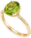 Macy's Peridot (2-3/4 Ct. T.w.) & Diamond (1/20 Ct. T.w.) Ring In 14k Gold In Green