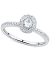 Macy's Diamond Oval-cut Halo Engagement Ring (1/3 Ct. T.w.) In 14k White Gold In Gold