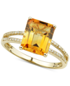 Macy's Citrine (3.0 Ct. T.w.) & Diamond (1/10 Ct. T.w.) Ring In 14k Gold In Orange