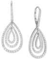 Macy's Diamond Concentric Teardrop Leverback Drop Earrings (1 Ct. T.w.) In Sterling Silver In Silver