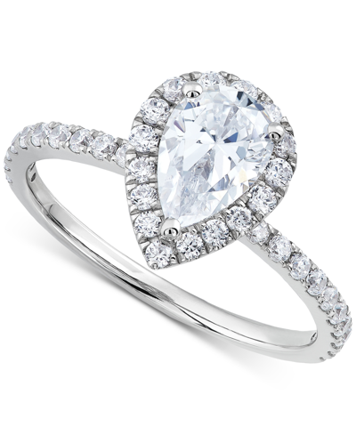 Grown With Love Igi Certified Lab Grown Diamond Pear-cut Halo Engagement Ring (1-1/2 Ct. T.w.) In 14k White Gold