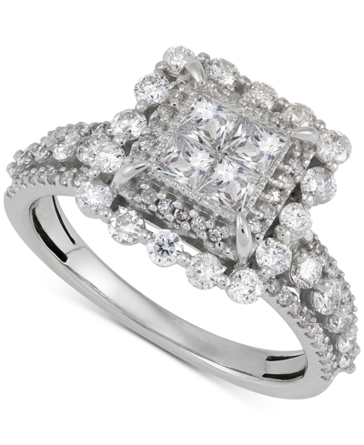 Macy's Diamond Princess Quad Cluster Ring (1-1/2 Ct. T.w.) In 14k White Gold