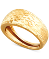 ITALIAN GOLD POLISHED DIAMOND CUT DOME RING IN 10K YELLOW GOLD