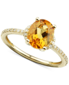 Macy's Citrine (1-5/8 Ct. T.w.) & Diamond (1/8 Ct. T.w.) Ring In 14k Gold In Orange