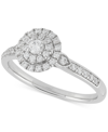 Forever Grown Diamonds Lab-created Diamond Halo Cluster Ring (3/8 Ct. T.w.) In Sterling Silver In Silver