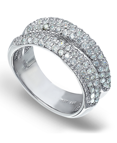 Macy's Pave Cubic Zirconia Band Ring In Silver Plate