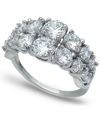 Macy's Cubic Zirconia 2 Row Round Prong Set Stones Ring In Silver Plate In Silver