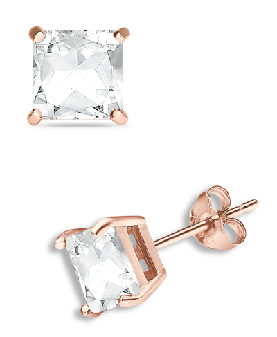 Giani Bernini Cubic Zirconia Square Stud Earrings (2 Ct. T.w.) In 18k Gold Over Sterling Silver, Created For Macy' In Rose Gold