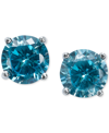Giani Bernini Cubic Zirconia Sterling Silver Stud Earrings, Created For Macy's In Blue