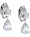 Giani Bernini Cubic Zirconia Pear-shape Clip-on Drop Earrings In Sterling Silver, Created For Macy's In Silver