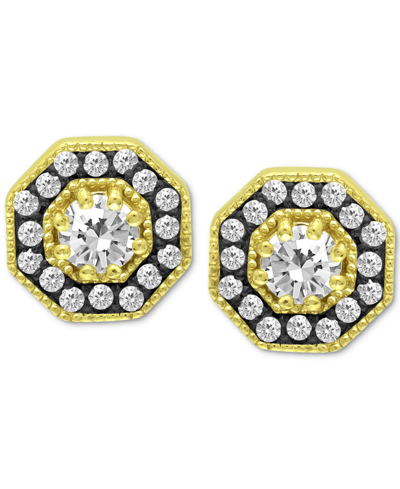 Giani Bernini Cubic Zirconia Octagon Stud Earrings In 18k Gold-plated Sterling, Created For Macy's In Gold Over Silver