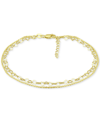 Giani Bernini Double Row Heart Ankle Bracelet In 18k Gold-plated Sterling Silver & Sterling Silver, Created For Ma In Gold