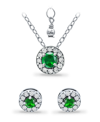 Giani Bernini Created Green Quartz And Cubic Zirconia Halo Pendant And Earring Set, 3 Piece In Green