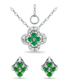 GIANI BERNINI CREATED GREEN QUARTZ AND CUBIC ZIRCONIA CLOVER PENDANT AND EARRING SET, 3 PIECE