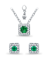 Giani Bernini Lab Grown Green Quartz And Cubic Zirconia Halo Square Pendant And Earring Set, 3 Piece In Green