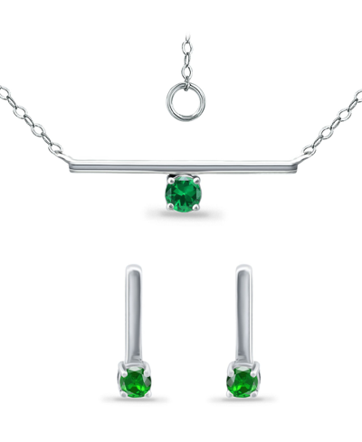 Giani Bernini Created Green Quartz Bar Pendant And Earring Set, 3 Piece