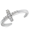 Giani Bernini Cubic Zirconia Cross 18k Rose Gold Over Silver Toe Ring In Silver
