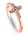 Giani Bernini Cubic Zirconia Cross 18k Rose Gold Over Silver Toe Ring In Pink