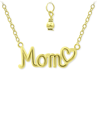 Giani Bernini Mom Heart Pendant Necklace, 16" + 2" Extender, Created For Macy's In Gold Over Silver