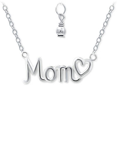 Giani Bernini Mom Heart Pendant Necklace, 16" + 2" Extender, Created For Macy's In Sterling Silver