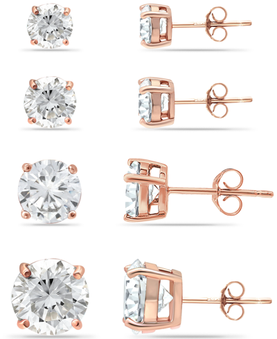 Giani Bernini Cubic Zirconia Stud Set In 18k Gold Over Sterling Silver In Rose Gold Over Sterling Silver
