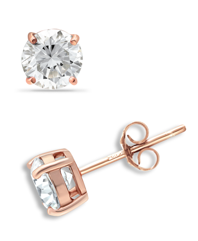 Giani Bernini 18k Gold And Sterling Silver Earrings, Round Cubic Zirconia Studs (1/2 Ct. T.w.) In Rose Gold
