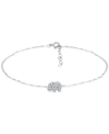 Giani Bernini Cubic Zirconia Graduated Elephant Chain Link Ankle Bracelet In Sterling Silver, Created For Macy's In Silver