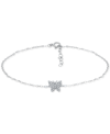 Giani Bernini Cubic Zirconia Butterfly Ankle Bracelet In Sterling Silver, Created For Macys In Silver