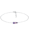 Giani Bernini Purple Cubic Zirconia Graduating Three Stone Chain Ankle Bracelet In Sterling Silver, Created For Ma In Multi